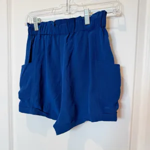 Aritzia Womens Silk High Rise Shorts Size XS Blue Nautical Resort Vacation thumbnail 2