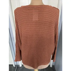 Free People Beach Women's Pullover Sweater Size XS Rust Brown Dolman‎ Ribbed thumbnail 5