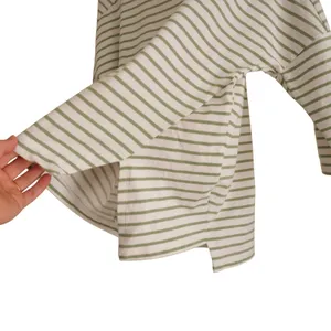 Urban by Alembika Jagger Stripe Top Sage Green White Striped Square Neck Cotton‎ thumbnail 8