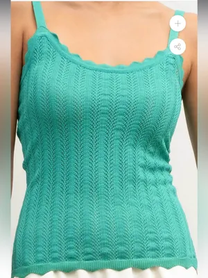NWT Emerald Pointelle Scalloped Cami Tank Top size Medium thumbnail 2