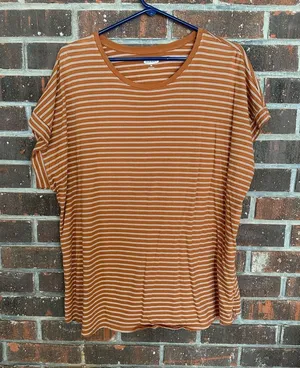 Burnt Orange & White Striped Old Navy Tee thumbnail 1