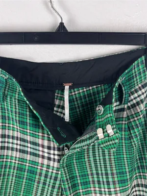FREE PEOPLE Green All For Me Plaid Tapered Cuffed Pants Slacks Trousers Size 0 thumbnail 6