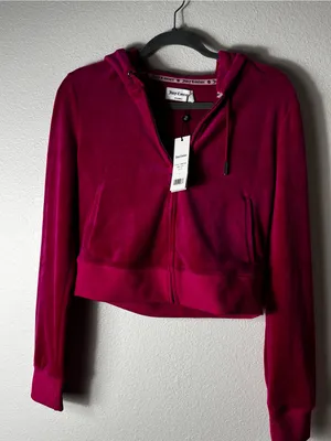 NWT Juicy Couture Free Love Velour Cropped Hoodie Size S thumbnail 2
