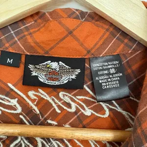 Harley Davidson Orange Plaid Short Sleeve Button Up‎ Size Medium thumbnail 10