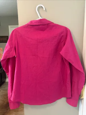 Wrangler Women'S Solid Long Sleeve Rhinestone Snap Western Shirt M thumbnail 7