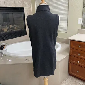 EILEEN FISHER‎ Sweater Vest XS Wool Blend Moto Fleece Lined Asymmetric Zip Gray thumbnail 2