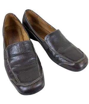 Natural Soul By Naturalizer Brown Leather Rubber Sole Slip‎ On Loafers Women's 8 thumbnail 1