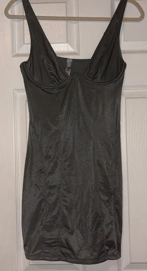 Skims metallic finish slip dress. thumbnail 1