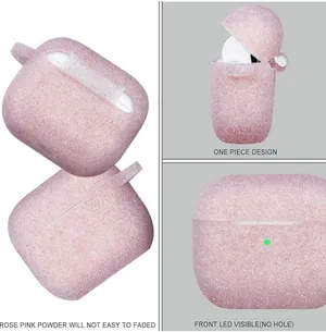 Glittery Rose Gold Silicone AirPod 3 Case with Keychain thumbnail 5