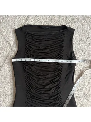 Elie Tahari Black Ruched Sleeveless Top Women’s Elegant Draped Boat Neck Blouse thumbnail 4