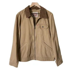 Levi's Canvas Utility Barn Chore Coat Jacket Cotton Tan Corduroy Collar Medium thumbnail 2