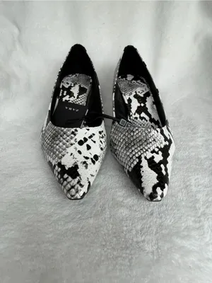 Zara women shoes 36/US 7.5 Snake Print Block Heels Pumps New No Box thumbnail 4