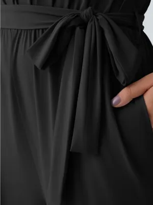 NWT Halara Sleeveless Tie Back Belted Pocket Cut Out Cool Touch Jumpsuit-UPF50+ thumbnail 4