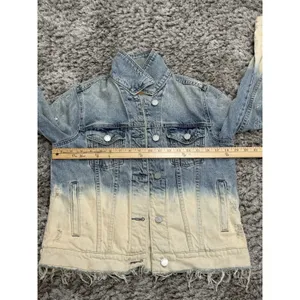 BLANKNYC Denim Jacket Ombre Dip Dye Star Embroidered Distressed Trucker Size XS thumbnail 13