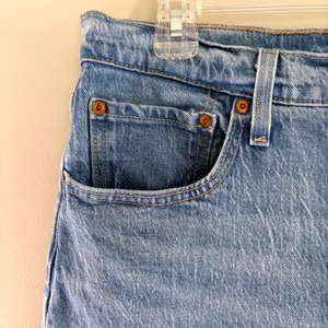Levis 501 S High Rise Skinny Jeans Light Wash Raw Hem‎ Button Fly Denim 31x28 thumbnail 7