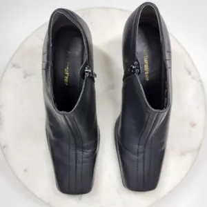 Naturalizer Stitch In Time Ankle Boots 7.5 Black Leather Chunky Heels Square Toe thumbnail 7