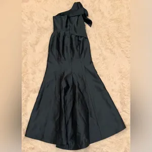 NEW Alfred Sung Bow One-Shoulder Satin Twill Mermaid Ever green Gown SZ 4 thumbnail 8