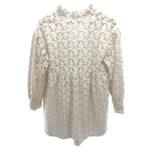Zara White Floral Embroidered Babydoll Mini Dress V-Neck Tie Balloon Sleeve XS thumbnail 6