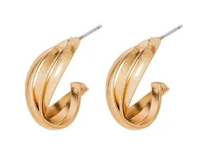 NWT Universal Thread Fashion Braided Twist Huggie Hoop Earrings Gold Yellow 1" thumbnail 1