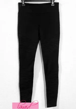 Cotton On Tranquil Moto Leggings Black Suede Velour Stretchy Edgy Tights Skinny thumbnail 5