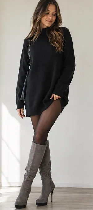Luxury Rebel Gray Suede Knee High Platform Boots Size 7 thumbnail 1
