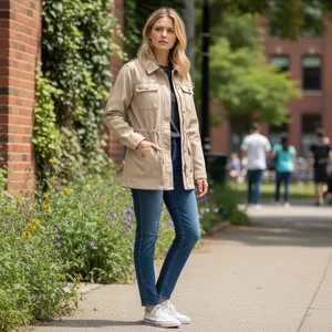 Carhartt Womens Medium Tan Ripstop Utility Field Jacket Chore Coat Beige Canvas thumbnail 2