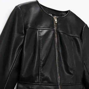ZARA NWT Faux Leather Double Zippered Black Jacket thumbnail 10