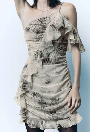 ZARA Ruffle Mini Party Dress thumbnail 1