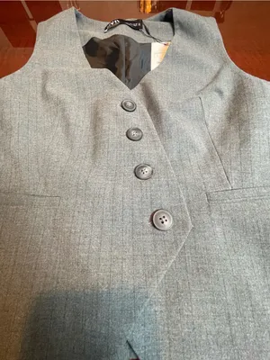 Zara Gray Pinstripe Tailored Asymmetrical Vest Sz L Quiet Luxury Old Money Core thumbnail 10