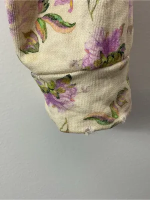 LoveShackFancy Tamika Cropped Floral V Neck Pullover Womens Size Small thumbnail 5