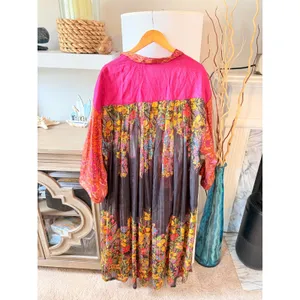 Free People The Young Love Kimono Duster Womens Pink Multi XS/S thumbnail 3