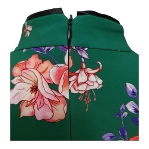 ZARA WOMAN Cheongsam Mini Dress Mandarin Collar Green Floral Size Small thumbnail 12
