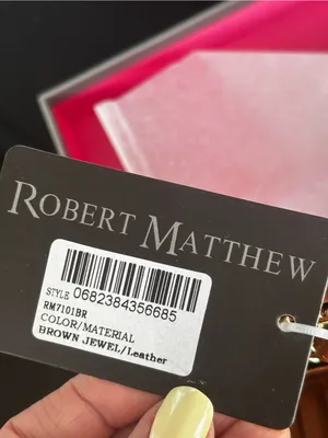 NWT Robert‎ Matthew Aria Leather Wallet Wristlet – Brown Jewel 24K Gold thumbnail 5