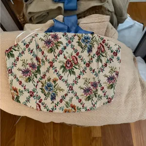 Altar'd State Floral Strapless Crop Top with Blue Bow thumbnail 3