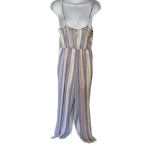 Trixxi Boho Striped Womens Jumpsuit Sz M Festival Coastal Retro Knotted Top thumbnail 8