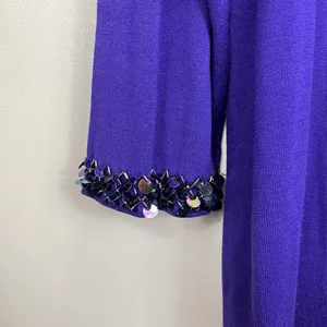 NWT‎ Quacker Factory Purple Beaded Sequins Long Sleeve Knit Top Size 2X thumbnail 4