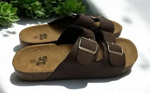 OT Sandals Brown M 9/10 Women Two Strap Buckle Slide Casual‎ Comfort thumbnail 1
