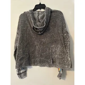 Vintage Havana Gray Acid Wash‎ Rainbow Striped Hoodie Sweatshirt S crop cutoff thumbnail 4