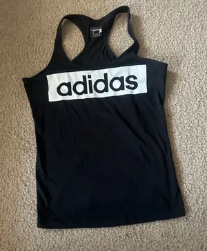 adidas Black Racerback Tank with White Logo size M thumbnail 1