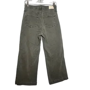 PAIGE Anessa High‎ Rise Wide Leg Cropped Jeans Vintage Bayou Green 27 Preppy thumbnail 3