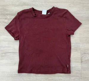 Aritzia TNA Cotton Rib Red Tee thumbnail 1