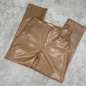 Abercrombie & Fitch Curve Love 90s Straight Ultra Hi Rise Pants Vegan Leather 31 thumbnail 3