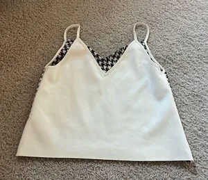 Zara Black and White Houndstooth Camisole with Red Accents. Never worn thumbnail 4