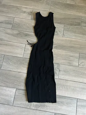 Olivaceous Black Sleeveless Maxi Dress with Side Tie thumbnail 4