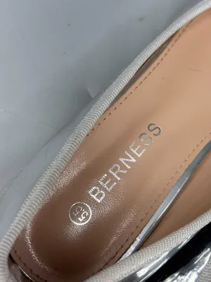 Berness Marie Pumps Women 5.5 Silver Black Patent Bow Details Slip On Block Heel thumbnail 6