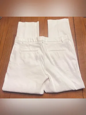Ann Taylor Linen Blend‎ Eva Mid-Rise Slim Leg Tapered Ankle Pants White Size 6 thumbnail 7