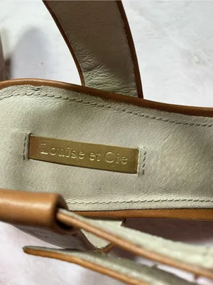 Louise et Cie Cognac Leather Ankle-Strap Block Heels thumbnail 5