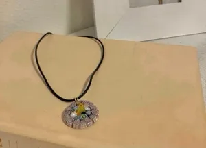 Millefiori Glass Charm Pendant Necklace Vintage “Dahlia” Leather Strand Italian Classi thumbnail 9