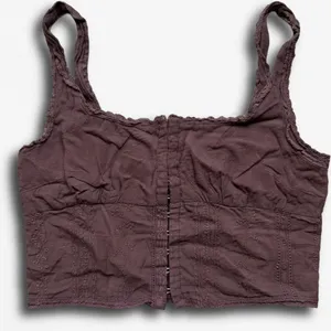 LA Hearts Brown Eyelet‎ Corset Crop Top Hook and Eye XS thumbnail 1