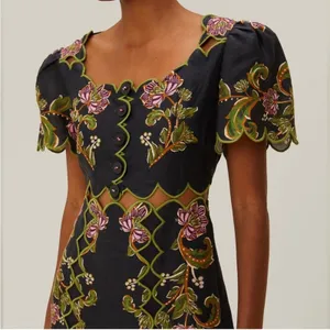 Farm Rio Black Ravenala Short Sleeve Maxi Dress XS thumbnail 5